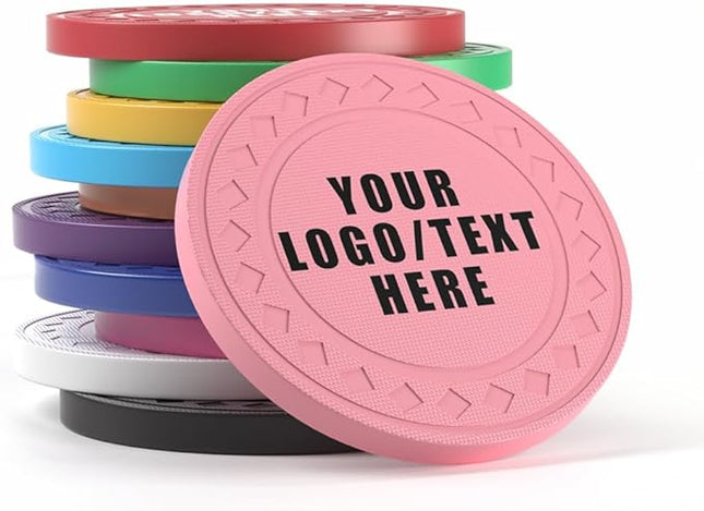 100 Personalized Plastic Diamond Chips, Print Your Image and Text, Tokens for Casino Player, Board Game, Late Night Poker Game, Party, Bar, Golf Ball Markers, Business Cards, Redemption