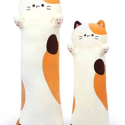 Long Plush Toy Cat Pillow Cute Plush Cat Toy Doll Stuffed Animal Cat Hugging Pillow for Sleeping Gift for Kids and Girls(Beige,110cm/43.3in)