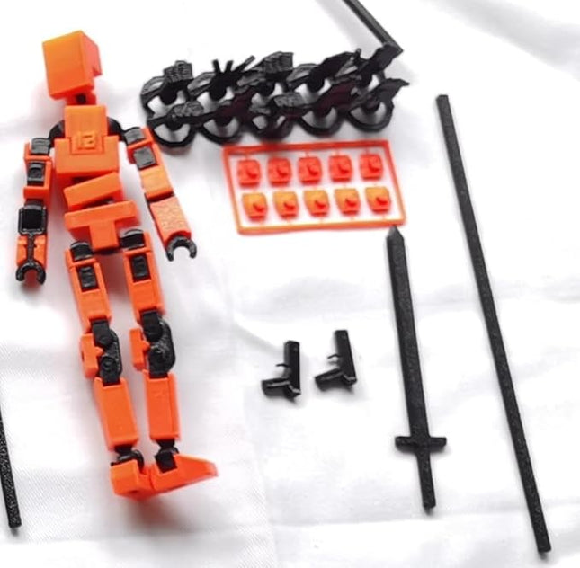 3D Printed Multi Joint Movable Mechanical Doll Model, Toy Design Style, Custom Desktop Ornament (Blue)