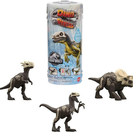 Mattel Jurassic World Dino Reveal Dinosaur Toys, Unpack Surprise & Warm Water Uncovers Full Decoration, 5 to 7 Inches, Species Vary