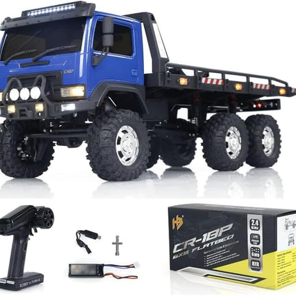 Hobbyplus ARKTOS CR18P Blue Body & Black Rear Flatbed Rock Crawler RTR All Terrain - Remote Control Car, Rock Crawler 1/18 Scale 6WD 2 Speed Transmission Off Road for Adults, RC Hobbyists
