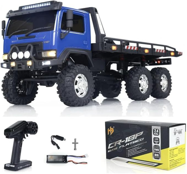 Hobbyplus ARKTOS CR18P Blue Body & Black Rear Flatbed Rock Crawler RTR All Terrain - Remote Control Car, Rock Crawler 1/18 Scale 6WD 2 Speed Transmission Off Road for Adults, RC Hobbyists