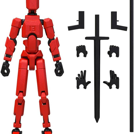 MerryXD T13 3D Action Figure,Assembly Completed Dummy Nova Titan Lucky 13 Action Figure 3D Printed Multi-Jointed Movable Toy Red