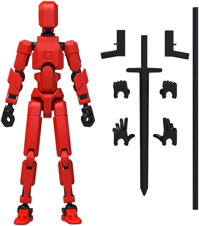 MerryXD T13 3D Action Figure,Assembly Completed Dummy Nova Titan Lucky 13 Action Figure 3D Printed Multi-Jointed Movable Toy Red