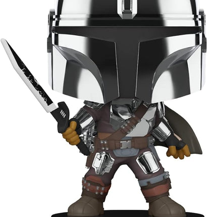 POP Funko Star Wars Mandalorian with Darksaber (Chrome & Glow in The Dark), Exclusive