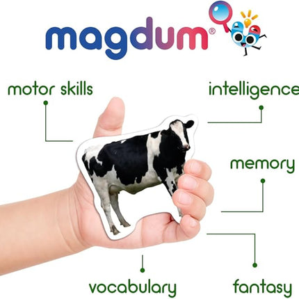 Farm Magnetic Puzzles for Kids – 6 Big Magnetic Animals for Baby - Realistic Toddler Magnet for Refrigerator - Travel Games – Real Farm Magnets for Fridge - Learning Toy Set - Baby Educational Gift