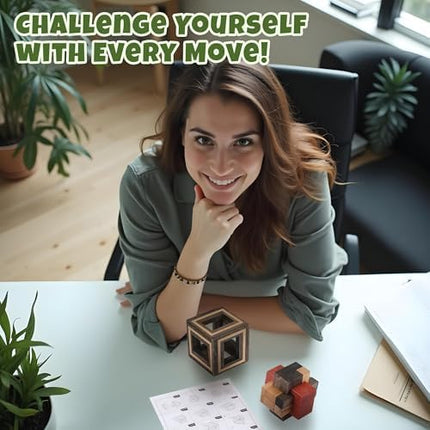 Sharp Brain Zone Wooden Puzzle Box – 3D Wooden Brain Teaser Puzzle with Secret Compartments | Handcrafted Natural Wood, STEM Educational Logic Game & Unique Gift for Puzzle Lovers