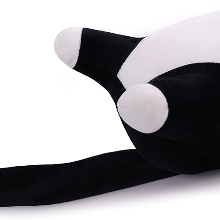 Long Plush Cat Toy Pillow Stuffed Animal Cat Kids Plush Toy Pillow for Kids and Girls Toy Doll (Black&White,50cm/19.7in)