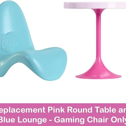 Replacement Parts for Barbie Doll Dreamhouse Doll House Playset HMX10 - Replacement Pink Round Table and Blue Lounge - Gaming Chair
