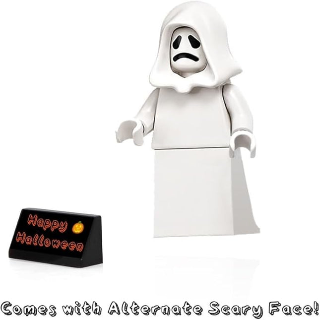 LEGO Haunted House Minifigure - Ghost with White Hood 👻 and Side Display