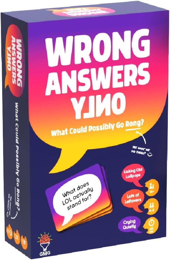Wrong Answers Only: The Ultimate Adult Party Game – A Fun, Competitive Group Guessing Game for 8 Players, Ages 14 and Up – Perfect for Game Nights