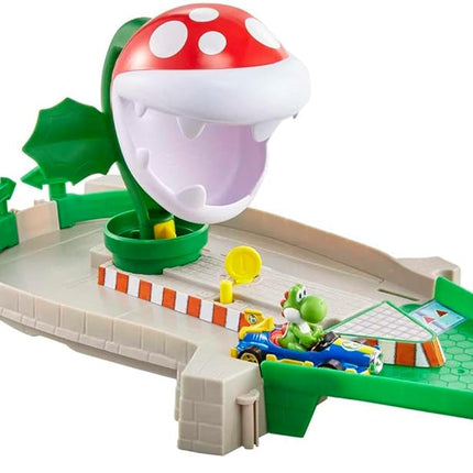 Hot Wheels Mario Kart Piranha Plant Track Playset with Gravity Launcher, Attaching Plant and Yoshi Kart Vehicle