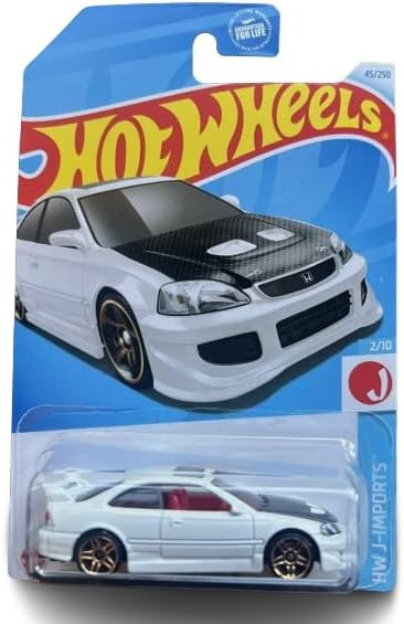 Hot Wheels Honda Civic Si, 1:64 Scale, White, J-Imports Series 2/10