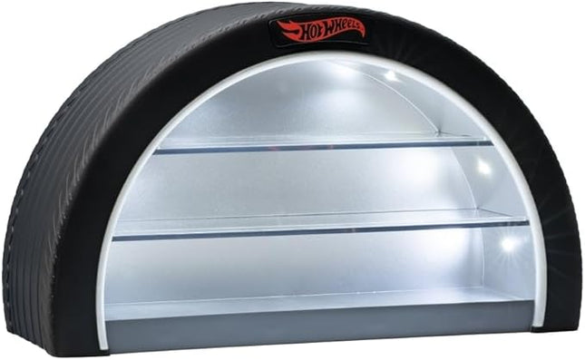 Hot Wheels Display Case Light - Officially Licensed Mattel Merchandise, Light Up Case Holds 8 Cars, Wheel Shaped Wall Mountable or Freestanding, Gift for Collectors