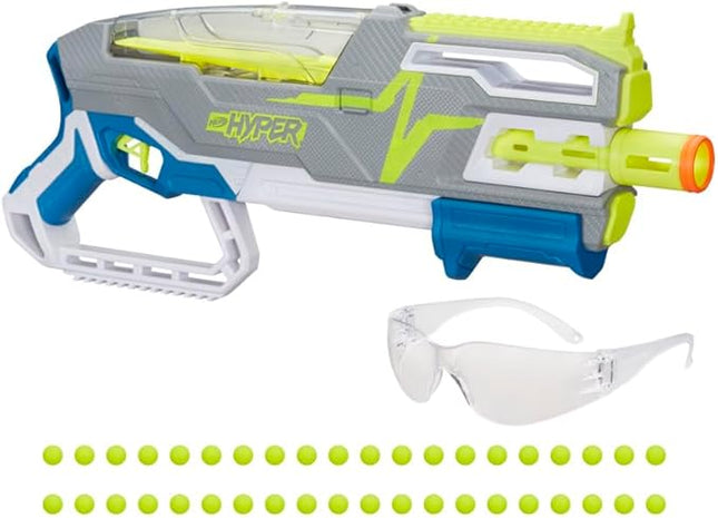 Nerf Hyper Siege-50 Pump-Action Blaster, 40 Hyper Rounds, Holds Up to 50 Rounds, Glasses, Up to 110 FPS Velocity, Easy Reload, Toy Foam Blasters