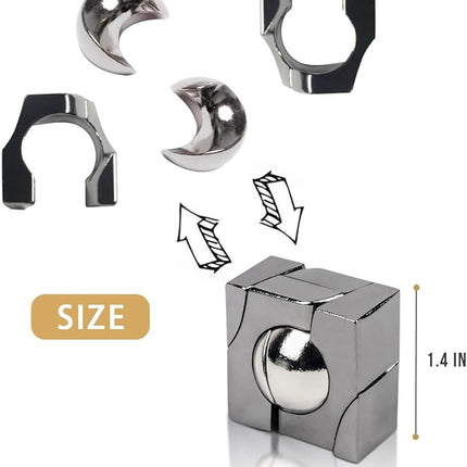 Fun Metal Brain Teaser Puzzle Games - 3PCS Adults Mind 3D Toys -Teens IQ Insight Challenge - Educational Gift for Ages 12+