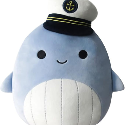 Squishmallows 8-Inch Samir Blue Whale with Sailor Hat - Little Ultrasoft Official Kelly Toy Plush