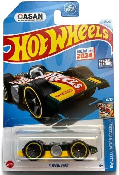 Hot Wheels Flippin Fast Green/Yellow 2024 HW Celebration Racers 6/10