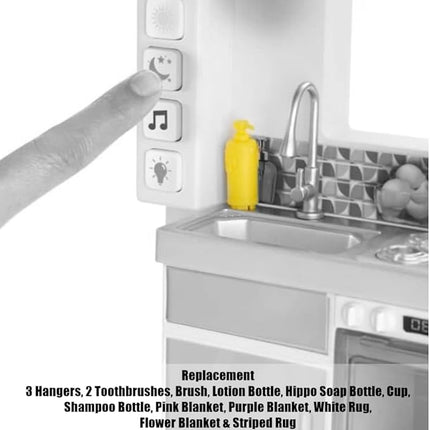 Replacement Parts for Barbie Dreamhouse Dollhouse - GRG93 ~ Barbie Size Accessories ~ Bathroom Supplies, Blankets and Rugs