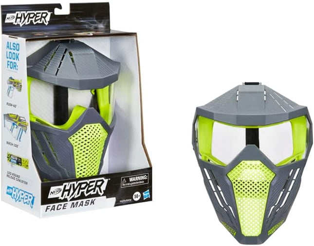 Nerf Hyper Face-Mask - Breathable Design, Adjustable Head Strap, Green Team Color - for Teens,-Adults