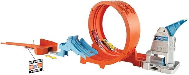 Hot Wheels Toy Car Track Set Loop Stunt Champion, Dual-Track Loop with Double-Car Launcher, Side-by-Side Racing, Includes 1 Toy Car in 1:64 Scale