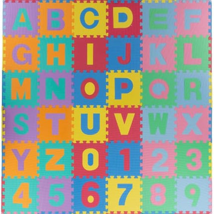 Kids' 96-Piece Foam Floor Alphabet and Numbers Puzzle Play Mat for Babies and Toddlers - Interlocking Tile Game by Trademark Games (Multicolored)