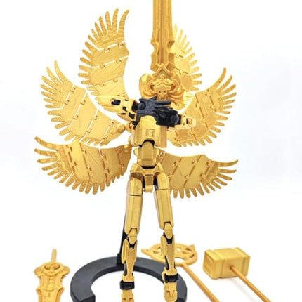 T13 Action Figure (Assembly Completed) Titan 13 Dummy 13 Action Figure Robot 13 Figure 3D Printed Articulated Multi-Jointed Movable Robot Model (Gold Black)