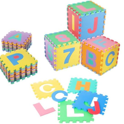 Kids' 96-Piece Foam Floor Alphabet and Numbers Puzzle Play Mat for Babies and Toddlers - Interlocking Tile Game by Trademark Games (Multicolored)