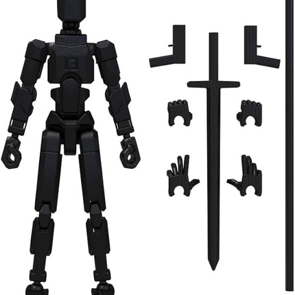 MerryXD T13 3D Action Figure,Assembly Completed Dummy Nova Titan Lucky 13 Action Figure 3D Printed Multi-Jointed Movable Toy Black