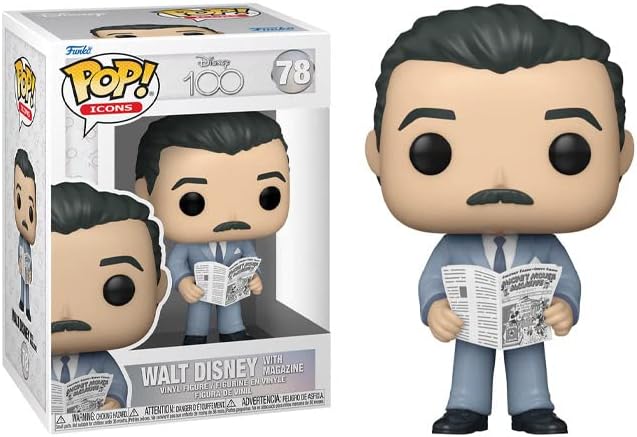 POP Icons: Disney 100 - Walt Disney with Magazine Funko Vinyl Figure (Bundled with Compatible Box Protector Case), Multicolor, 3.75 inches