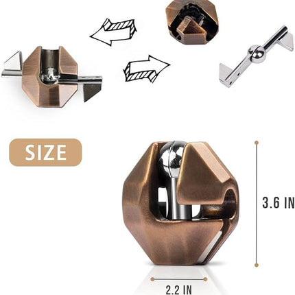 Fun Metal Brain Teaser Puzzle Games - Adults Mind 3D Toys -Teens IQ Insight Challenge - Educational Gift for Ages 12+ （3PCS）
