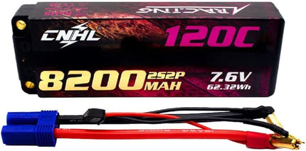 CNHL 2S Lipo Battery 8200mAh High Voltage 120C 7.6V Hard Case Lipo Battery with 5.0 Bullet-EC5 Plug for RC Car Truck Boat Crawler