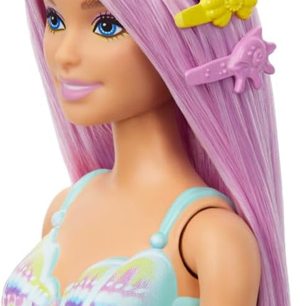 Barbie Mermaid Doll with 7-Inch-Long Pink Fantasy Hair & Colorful Accessories for Styling Play Like Headband & Barrettes