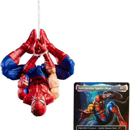 Spider-Man Marvel Legends Series Magic: The Gathering Battle-Damaged, 6-Inch Action Figure Toy & Exclusive Foil Collectible Card Game Trading Card