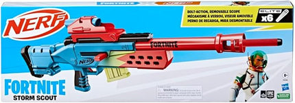 Nerf Fortnite Storm Scout Blaster, Nerf Scope, 6-Dart Clip, 6 Elite Nerf Darts, Bolt Action