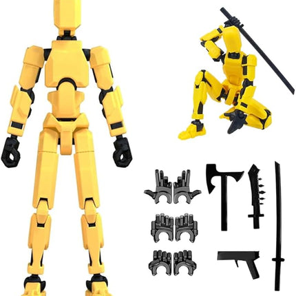 (Assembly Completed)-Titan 13 Action Figure,Lucky Robot 13 Action Figure Set,Nova 13 Action Figures,3D Printed Multi-Jointed Movable Robot Figure,Multiple Accessories (1pc,Yellow)