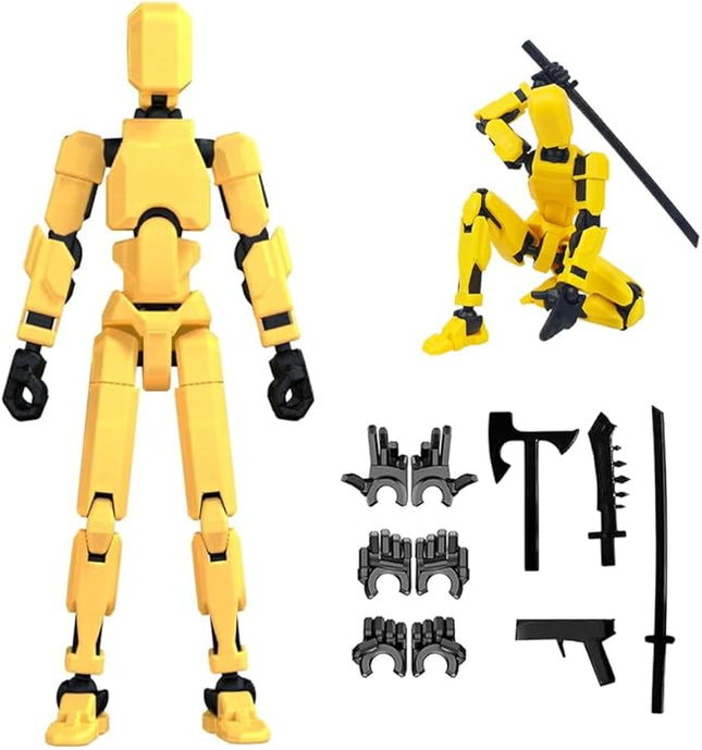 (Assembly Completed)-Titan 13 Action Figure,Lucky Robot 13 Action Figure Set,Nova 13 Action Figures,3D Printed Multi-Jointed Movable Robot Figure,Multiple Accessories (1pc,Yellow)