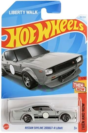 Hot Wheels Nissan Skyline 2000GT-R LBWK (Gray) Die-Cast Car, Then and Now Series, 1/10 Scale, Adult Collectors & Children (3+), Unisex