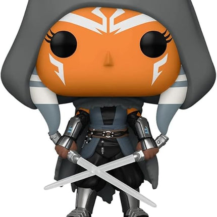 Funko Pop! Star Wars: The Mandalorian - Hooded Ahsoka with Dual Sabers Vinyl Bobblehead, Amazon Exclusive