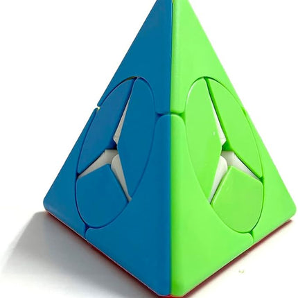 Pyraminx Magic Cube, Stickerless 2x2 Pyramid Speed Cube Creative Triangle Cube Puzzle Toys, Brain Teaser Puzzles (Windmill Pyramid)