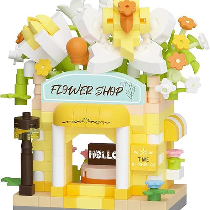 Orchids Mini Flower Shop Building Toy Street City Store View Micro House Toys Festival Blocks Set for Home Decor Gifts