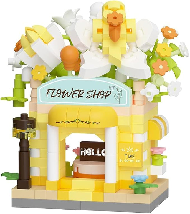 Orchids Mini Flower Shop Building Toy Street City Store View Micro House Toys Festival Blocks Set for Home Decor Gifts