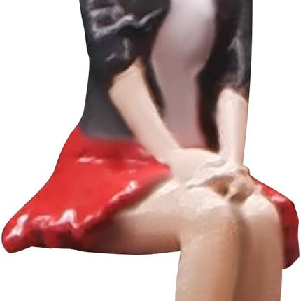 Painted Figure 1:64 Scale Mini Model Trains Architectural Plastic People Figures Sitting Red Skirt Girl Figure Model,Suitable for Miniature Scenes(64029B)