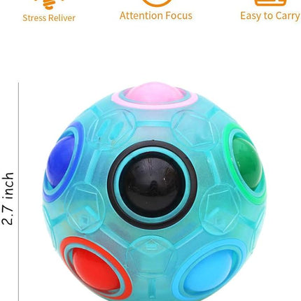 Moruska Rainbow Puzzle Ball Cube Color Shift Ball Puzzle Brain Teaser Fidget Toy Road Trip Activities for Kids and Adults Stocking Stuffers for Boys Girls