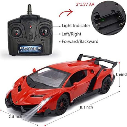 QUN FENG Remote Control RC CAR Racing Cars Compatible with Lamborghini Veneno Officially Licensed 1:24 Toy RC Cars Model Vehicle for Boys 6,7,8 Years Old,red