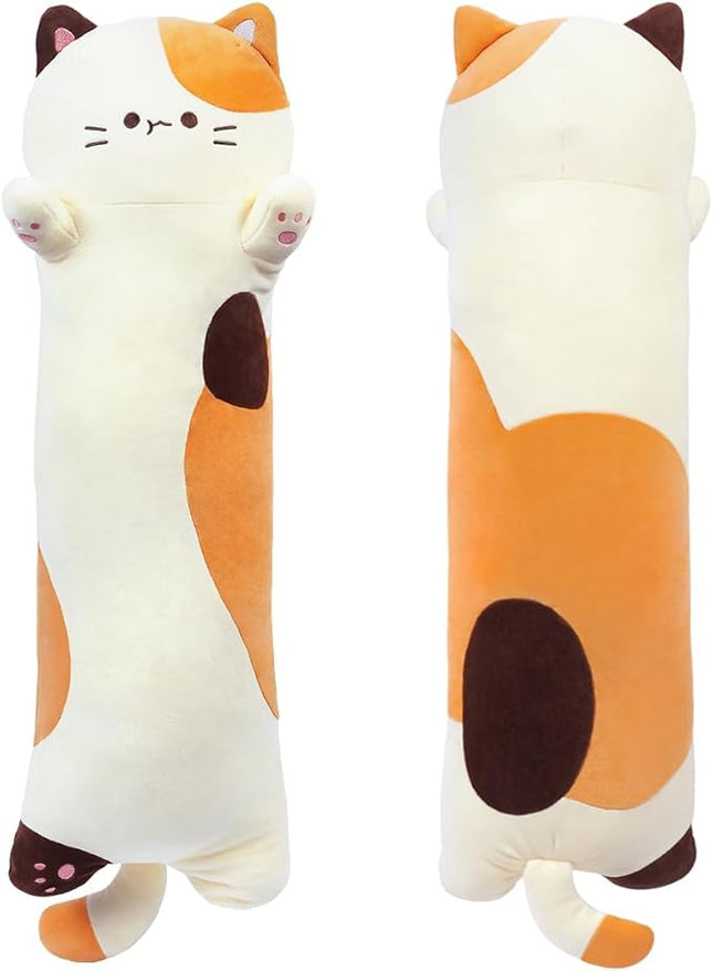 Long Plush Toy Cat Pillow Cute Plush Cat Toy Doll Stuffed Animal Cat Hugging Pillow for Sleeping Gift for Kids and Girls(Beige,110cm/43.3in)