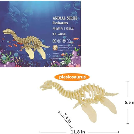 3D Wooden Crafts Puzzle - 3 Piece Set Wood Dinosaur Skeleton Model Puzzle,Wooden Assembly 3D Puzzle Toys,STEM DIY Brain Teaser Puzzle