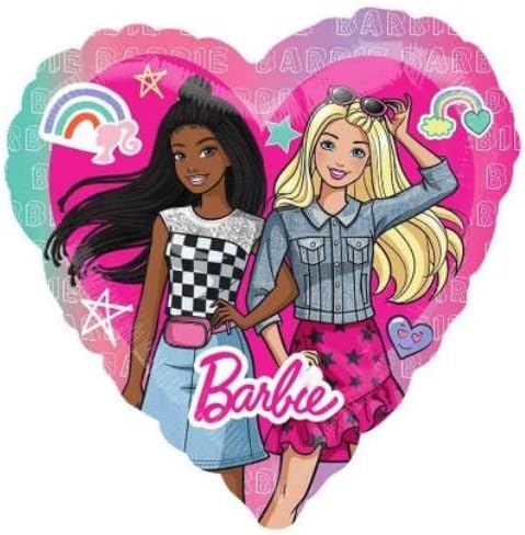 Anagram Balloon Licensed for Barbie's Dream Together Theme Heart Shaped Birthday Character Large 28" Balloon Multicolored, 43740