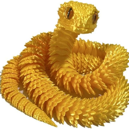20.2 Inch 3D Printed Snake Toys,3D Printed Animals,3D Printed Toys,3-D Print Articulated Viper Collectible for Home Office Executive Desk Decoration (Gold)