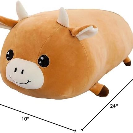 Cow Plush Hugging Pillow, Cow Plushie Stuffed Animal Toy Cute Plush Animal Pillow Gifts for Kids Birthday,Christmas,Valentine 23.6"